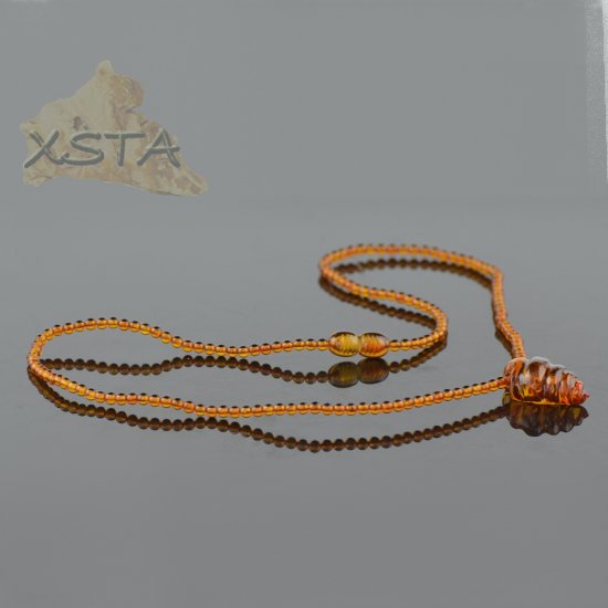 Baltic amber necklace with cognac pendant
